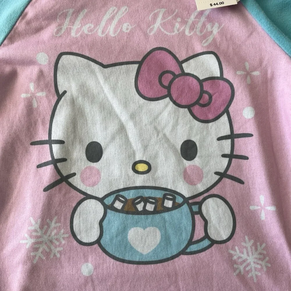 Hello Kitty Sanrio Girl Pajama PJ Top Sz 6 Fleece Long Sleeve Shirt NWT $44 Gift